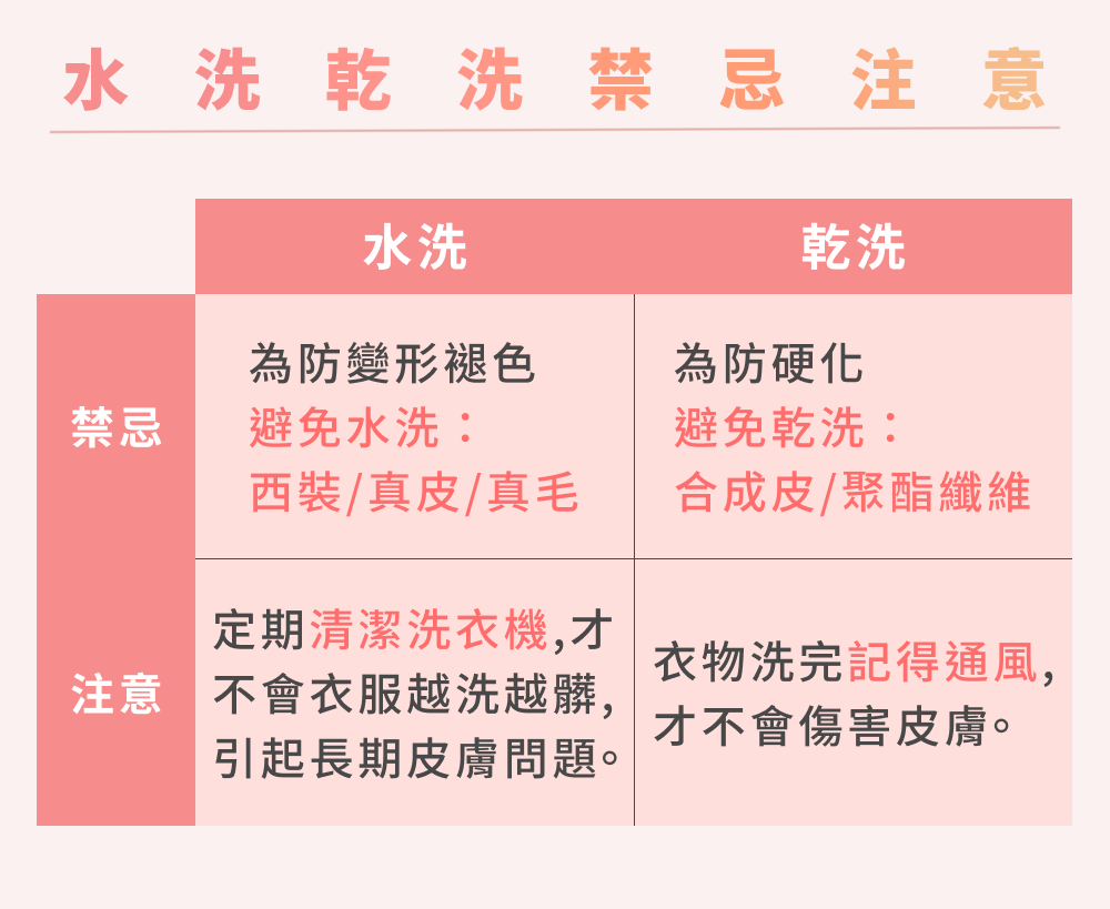 水洗乾洗禁忌注意